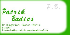 patrik badics business card